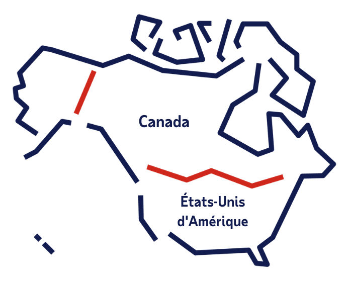 Carte du Canada et des Etats-Unis d'Amérique